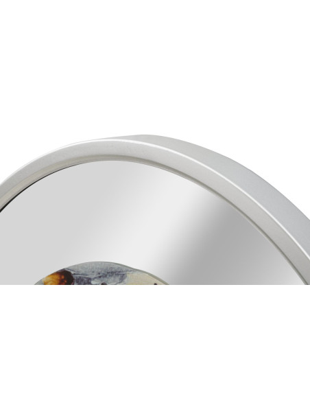 Grande Horloge murale originale Miroir Ronde 60 cm en Métal Argenté Verre Zelva 