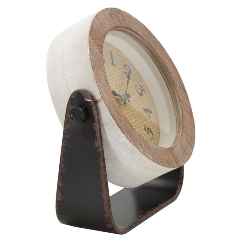 Horloge originale à poser Ronde 23x24 en Bois Rotin Naturel Métal Toran 