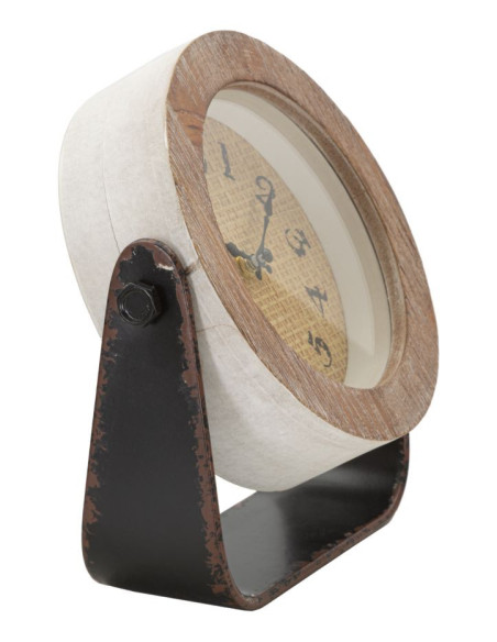 Horloge originale à poser Ronde 23x24 en Bois Rotin Naturel Métal Toran 
