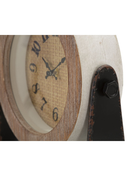 Horloge originale à poser Ronde 23x24 en Bois Rotin Naturel Métal Toran 