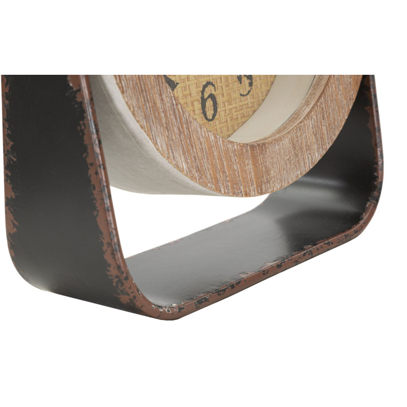 Horloge originale à poser Ronde 23x24 en Bois Rotin Naturel Métal Toran 