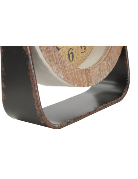 Horloge originale à poser Ronde 23x24 en Bois Rotin Naturel Métal Toran 