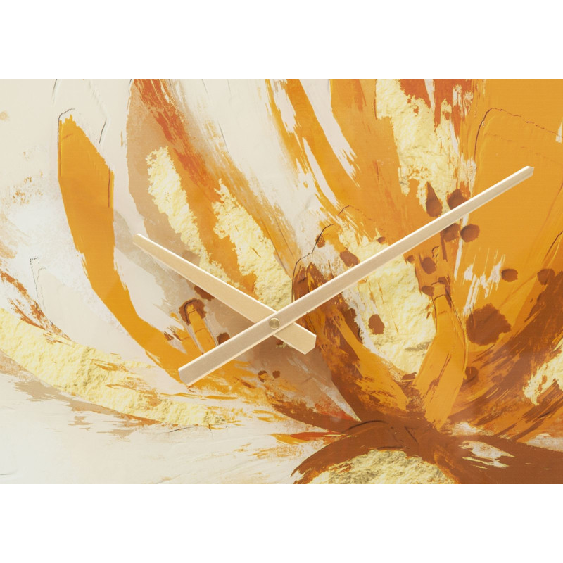 Horloge murale moderne chic Ronde 60 cm en Métal Doré Verre Orange Beige Toply 