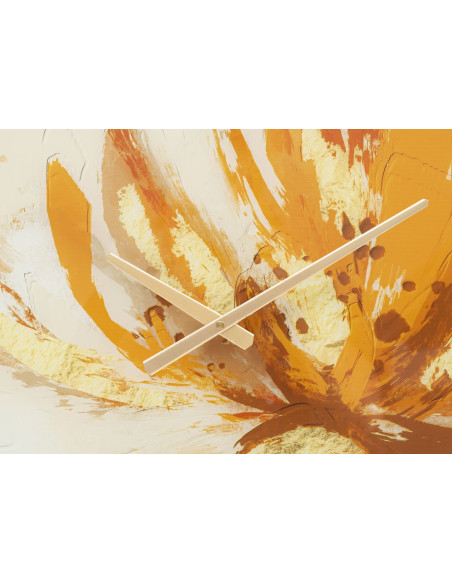 Horloge murale moderne chic Ronde 60 cm en Métal Doré Verre Orange Beige Toply 