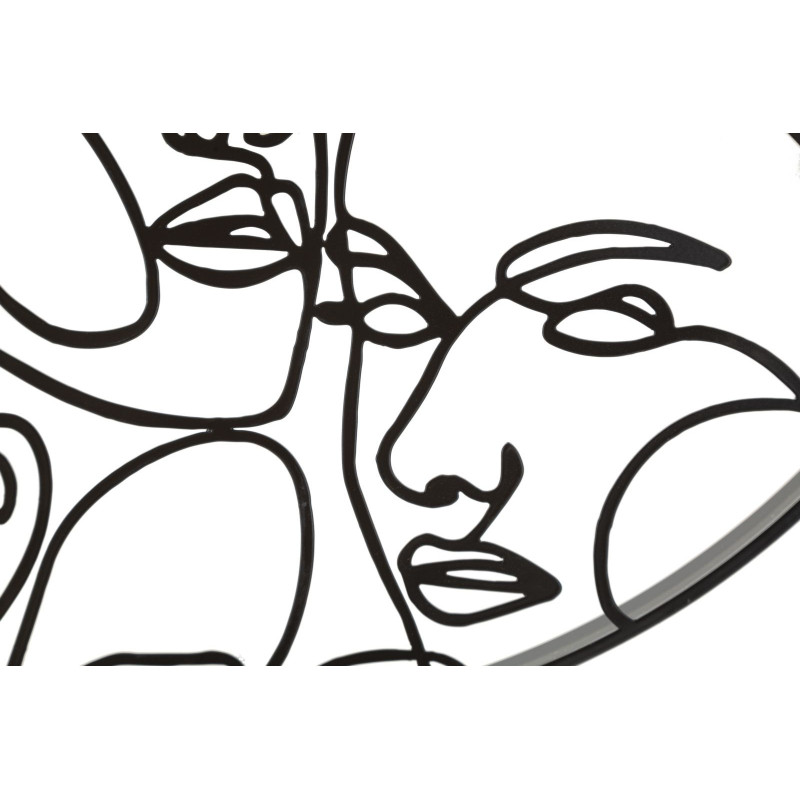 Grande Horloge moderne Visages abstraits Ronde 50 cm en Métal Doré Argenté Felia - 3