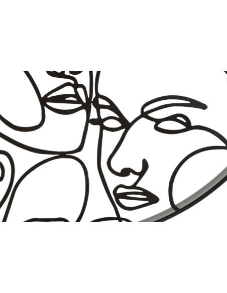 Grande Horloge moderne Visages abstraits Ronde 50 cm en Métal Doré Argenté Felia - 3