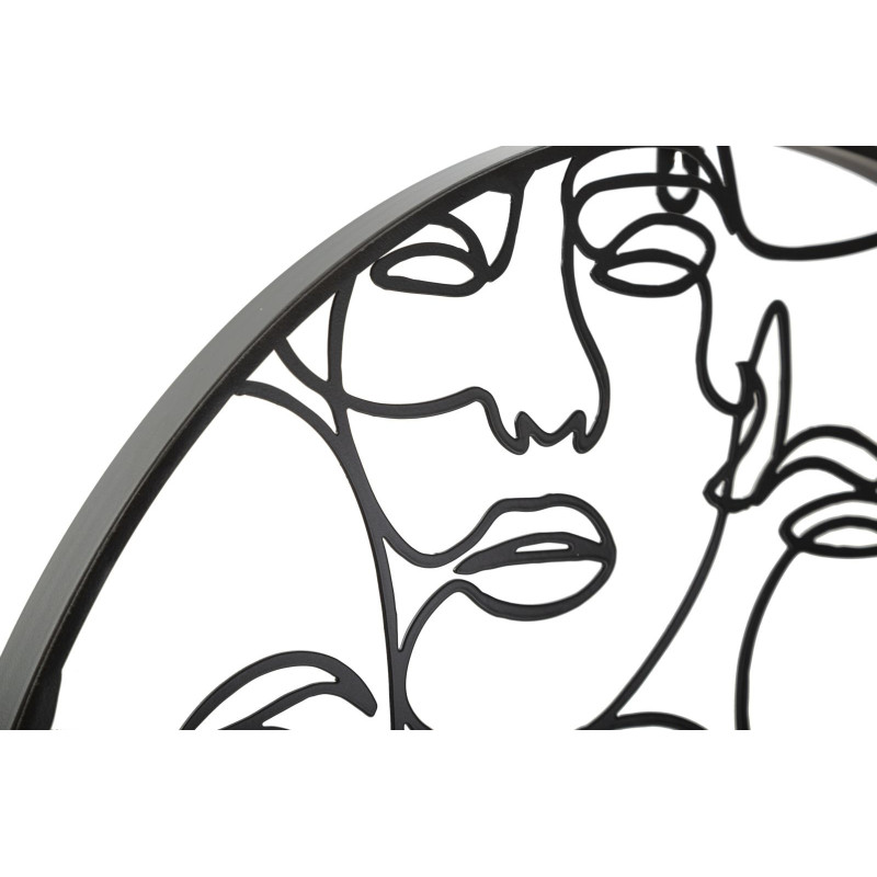 Grande Horloge moderne Visages abstraits Ronde 50 cm en Métal Doré Argenté Felia - 4