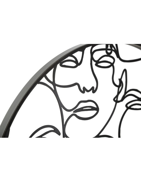 Grande Horloge moderne Visages abstraits Ronde 50 cm en Métal Doré Argenté Felia - 4