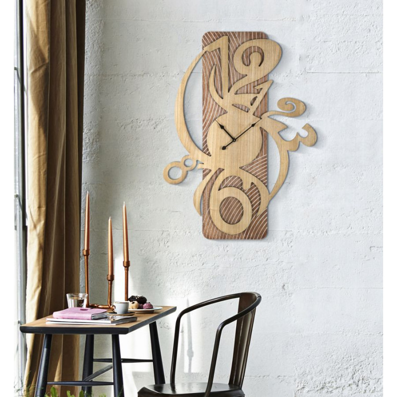 Grande Horloge murale design Hauteur 93 cm en Bois Naturel Wolly - 5