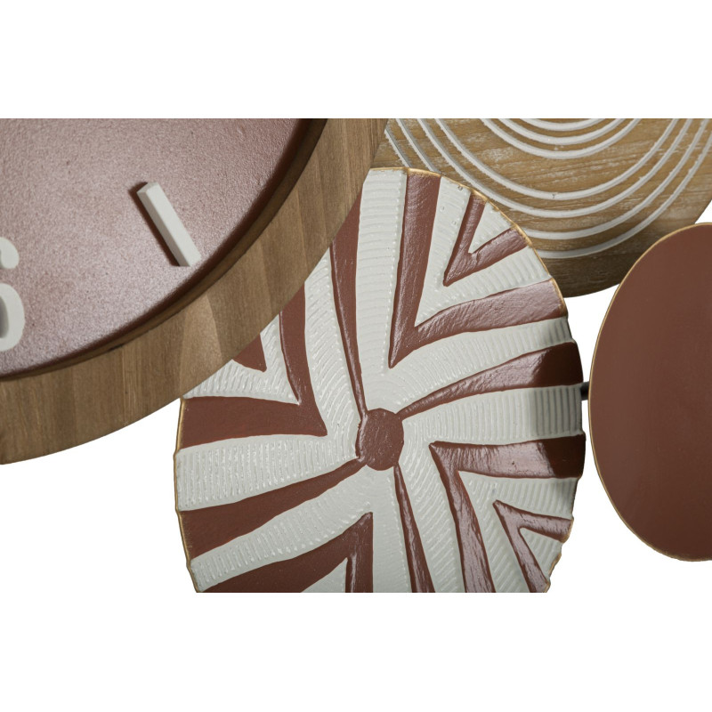 Grande Horloge murale originale Ethnique Chic 127x61 en Métal Rouge Bois Naturel Valra 