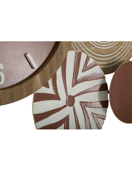 Grande Horloge murale originale Ethnique Chic 127x61 en Métal Rouge Bois Naturel Valra 