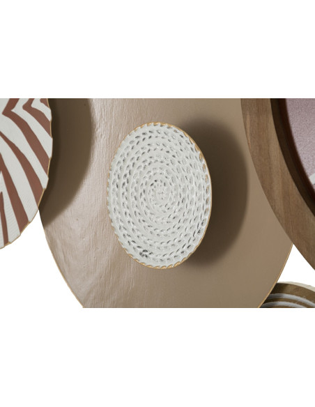 Grande Horloge murale originale Ethnique Chic 127x61 en Métal Rouge Bois Naturel Valra 