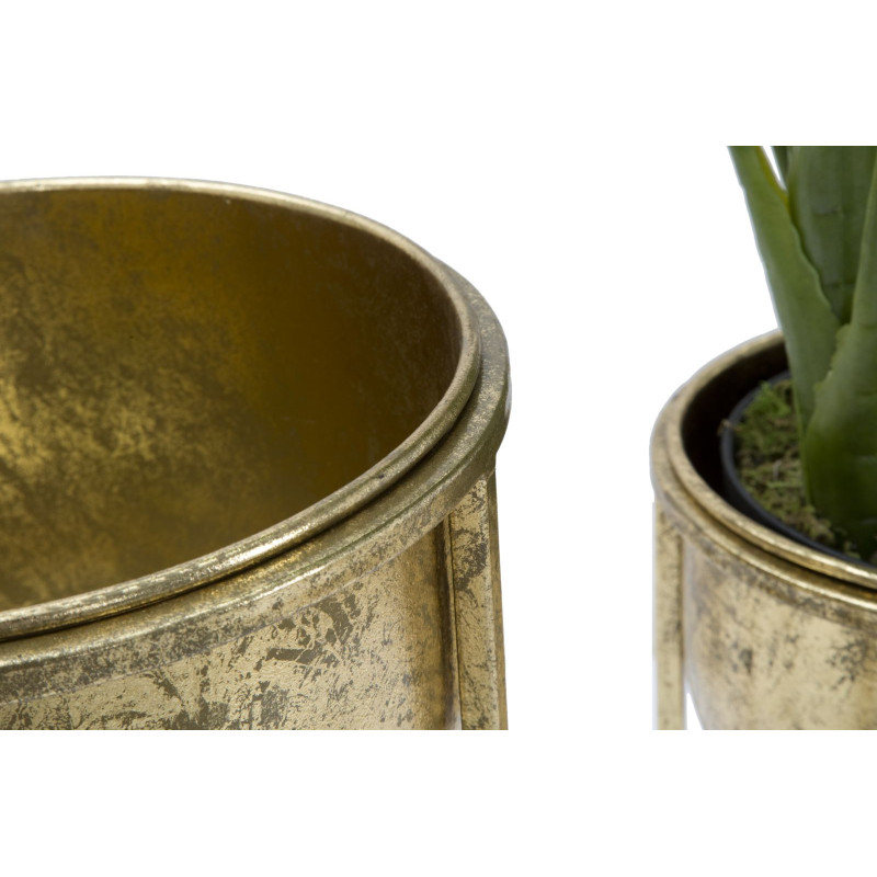 Cache pot sur pieds moderne Rond en Métal Doré Viielli Elryn (Lot de 2) 