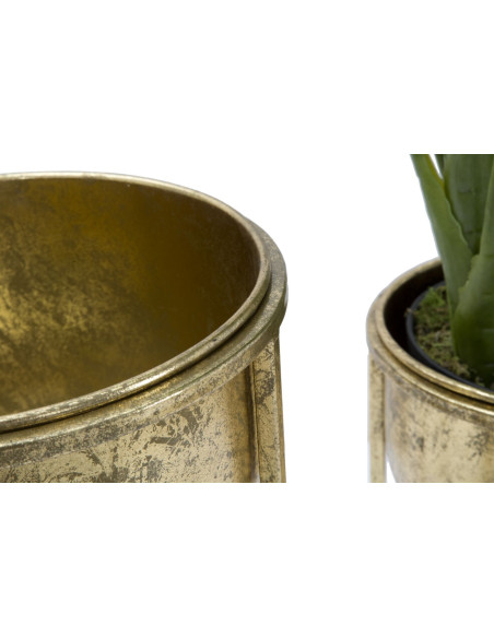 Cache pot sur pieds moderne Rond en Métal Doré Viielli Elryn (Lot de 2) 