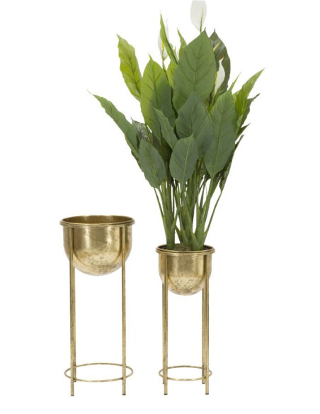 Cache pot sur pieds moderne Rond en Métal Doré Viielli Elryn (Lot de 2) 