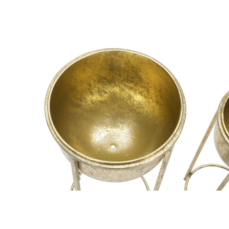 Cache pot sur pieds moderne Rond en Métal Doré Viielli Elryn (Lot de 2) 