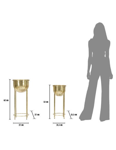 Cache pot sur pieds moderne Rond en Métal Doré Viielli Elryn (Lot de 2) 