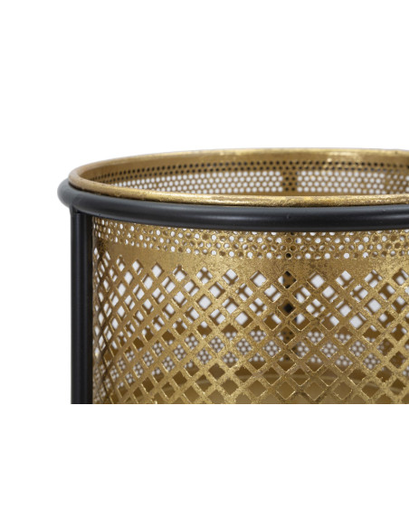Cache pot sur pied moderne ajouré Rond Hauteur 50 cm en Métal Doré Noir Simply 