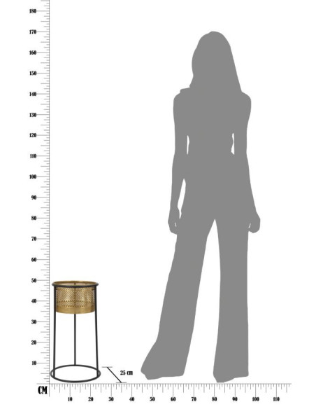 Cache pot sur pied moderne ajouré Rond Hauteur 50 cm en Métal Doré Noir Simply 