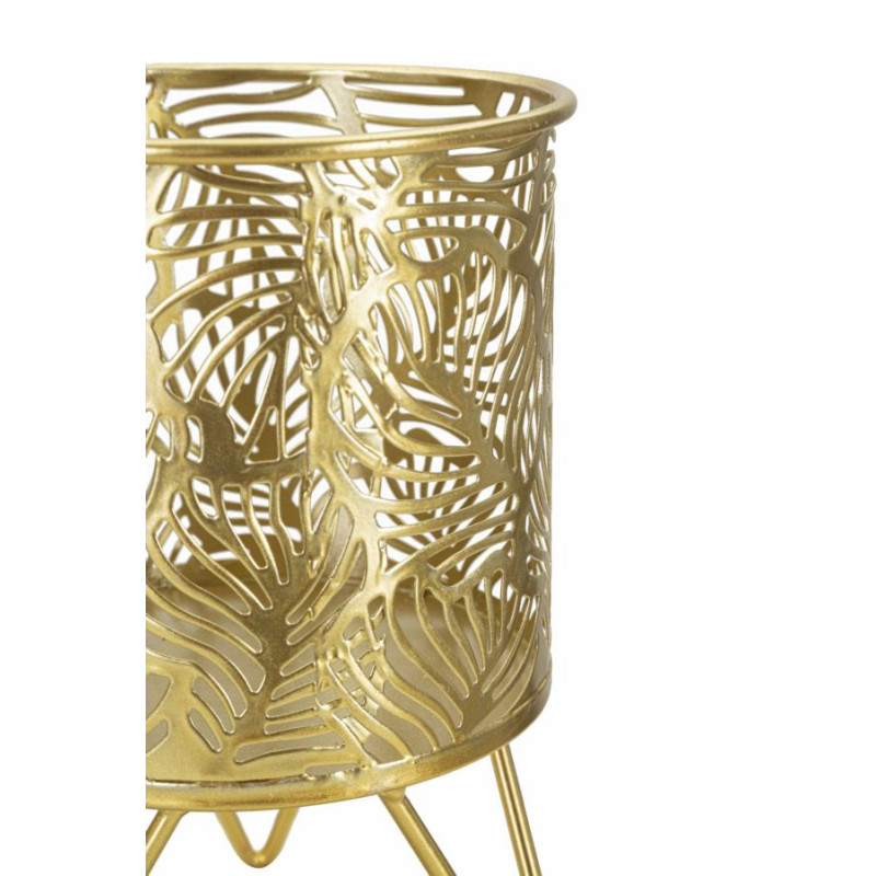 Cache pot sur pied moderne ajouré Rond en Métal Doré Naty (Lot de 2) 