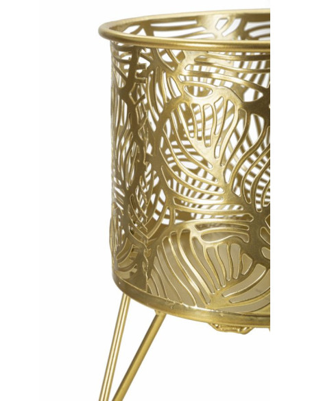 Cache pot sur pied moderne ajouré Rond en Métal Doré Naty (Lot de 2) 