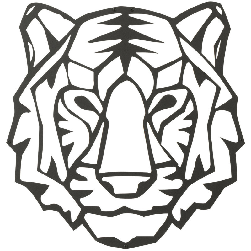 Déco Murale Tête de tigre Cyprian en Métal Noir 45x50 - 1