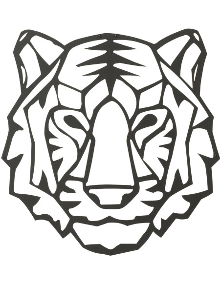Déco Murale Tête de tigre Cyprian en Métal Noir 45x50 - 1