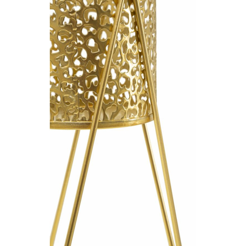 Cache pot sur pied moderne ajouré Rond en Métal Doré Glod (Lot de 2) 