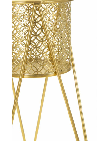 Cache pot sur pied moderne ajouré Rond en Métal Doré Naty (Lot de 2) 