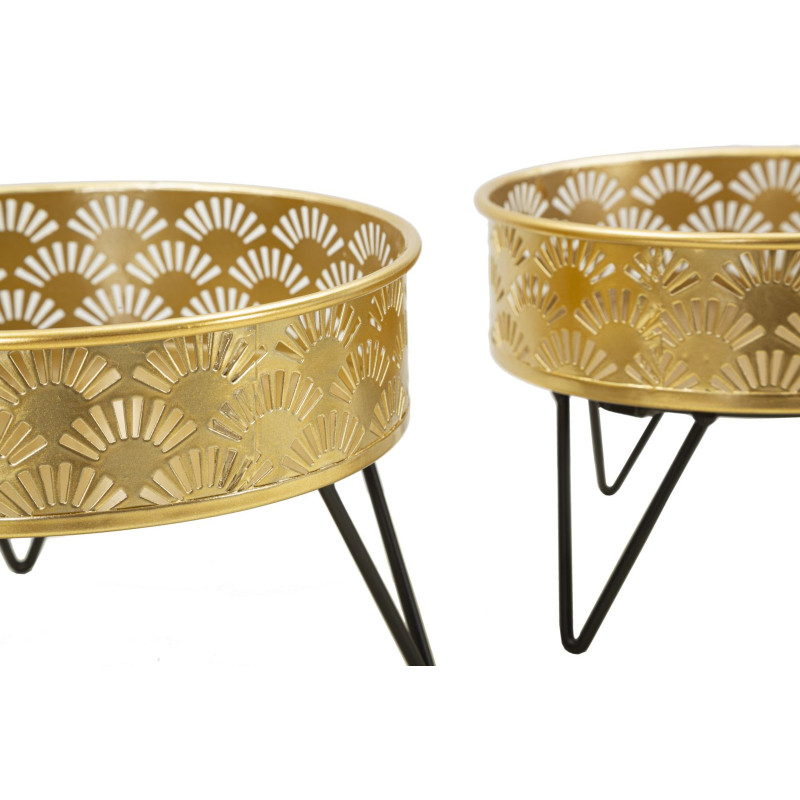 Étagères à plantes modernes en Métal Doré Noir Feryn (Lot de 2) 