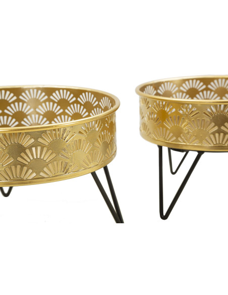 Étagères à plantes modernes en Métal Doré Noir Feryn (Lot de 2) 