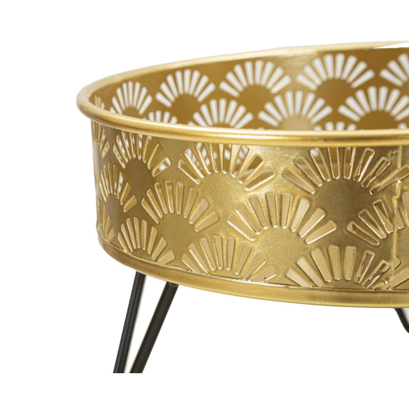 Étagères à plantes modernes en Métal Doré Noir Feryn (Lot de 2) 