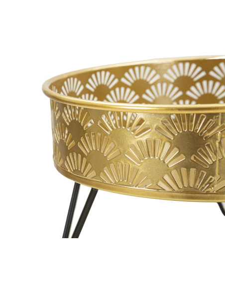 Étagères à plantes modernes en Métal Doré Noir Feryn (Lot de 2) 