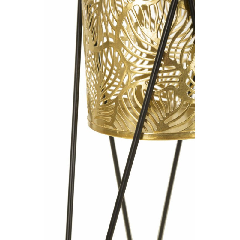 Cache pot sur pied moderne ajouré Rond en Métal Doré Noir Drak (Lot de 2) 