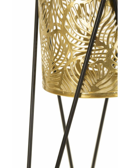 Cache pot sur pied moderne ajouré Rond en Métal Doré Noir Drak (Lot de 2) 