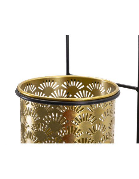 Cache pot mural moderne ajouré Rond en Métal Doré Noir Doppio 