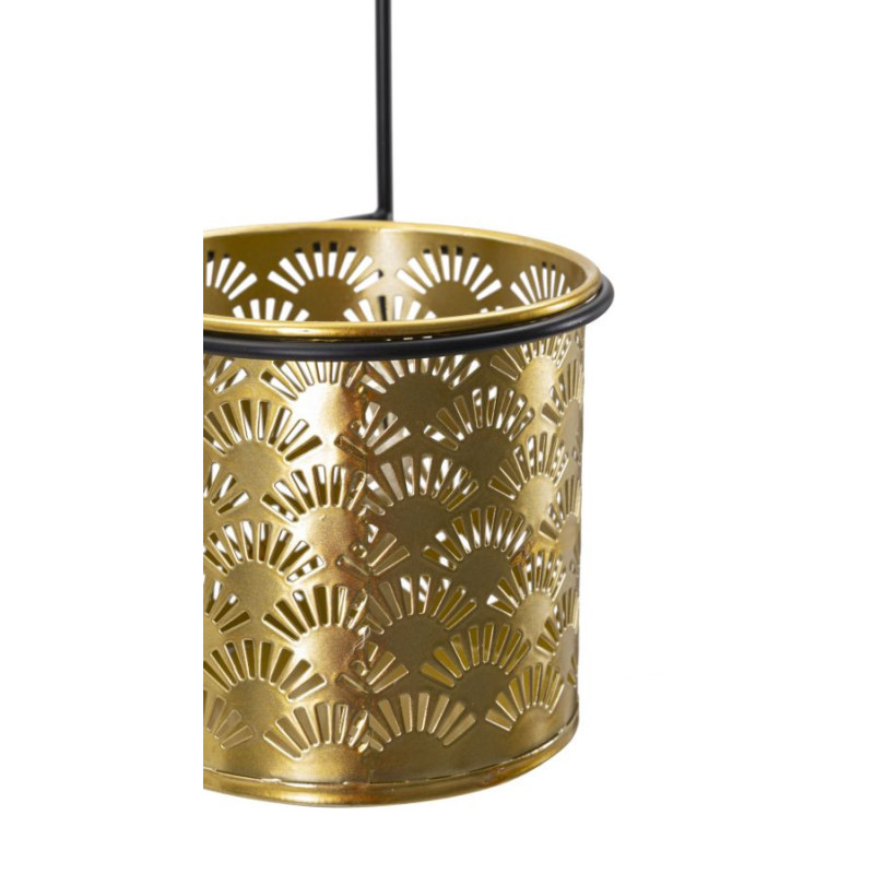 Cache pot mural moderne ajouré Rond en Métal Doré Noir Doppio 