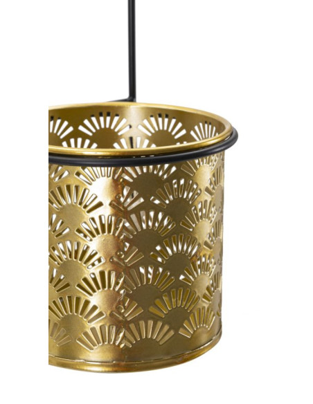 Cache pot mural moderne ajouré Rond en Métal Doré Noir Doppio 