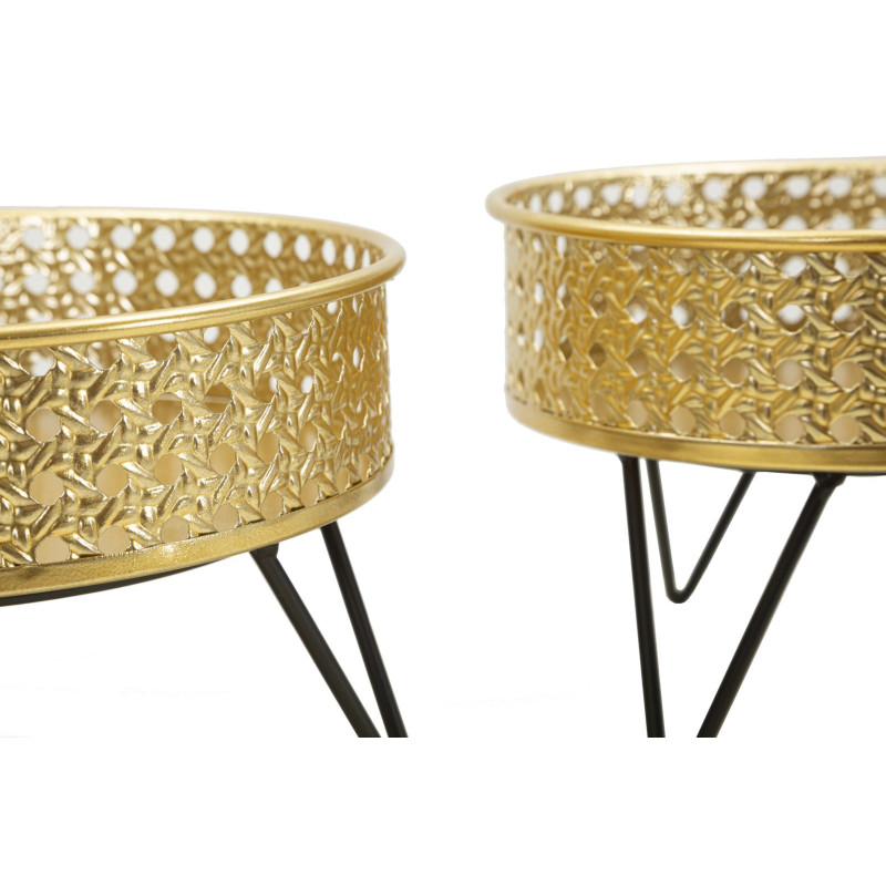 Étagères à plantes modernes en Métal Doré Noir Neril (Lot de 2) 