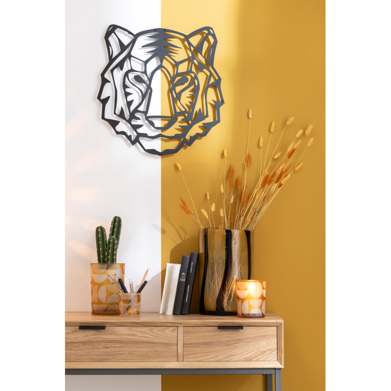 Déco Murale Tête de tigre Cyprian en Métal Noir 45x50 - 2