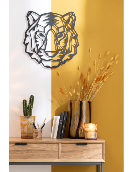 Déco Murale Tête de tigre Cyprian en Métal Noir 45x50 - 2