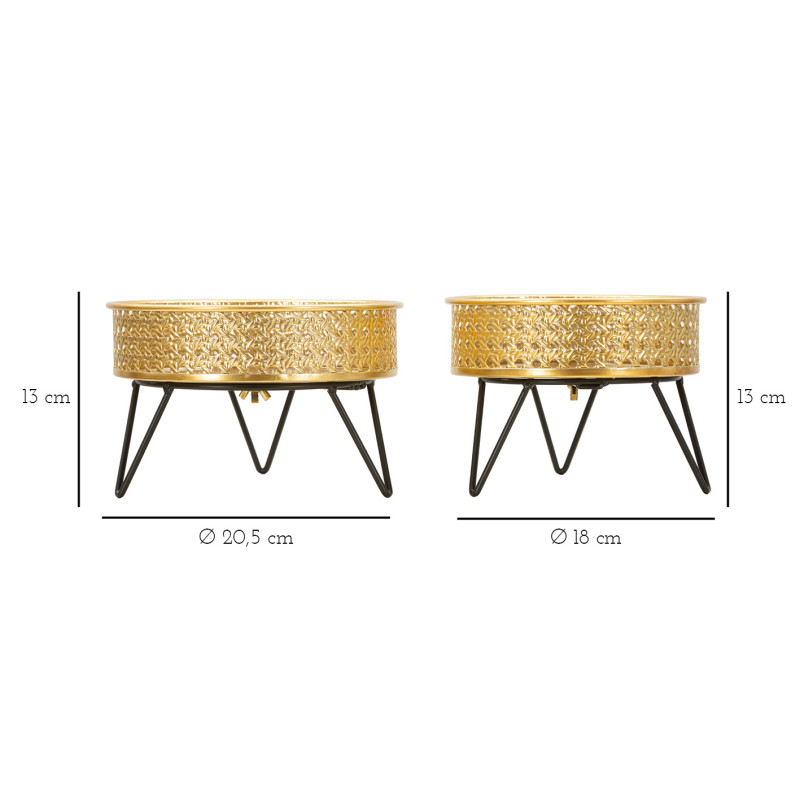 Étagères à plantes modernes en Métal Doré Noir Neril (Lot de 2) 