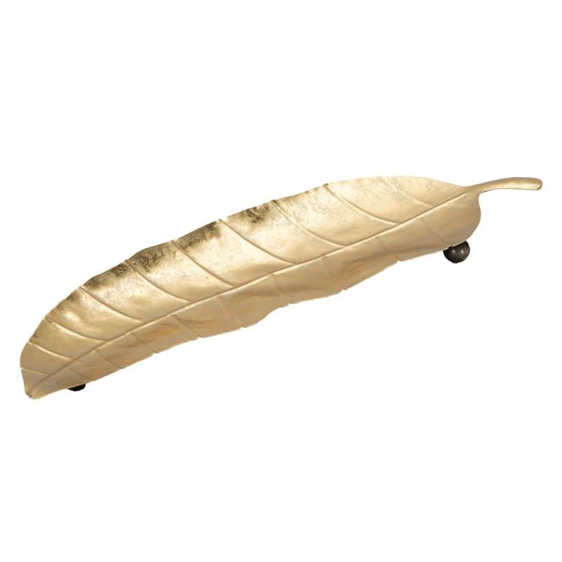 Vide poche moderne sur pied Feuille 38x11 en Métal Doré Loran 