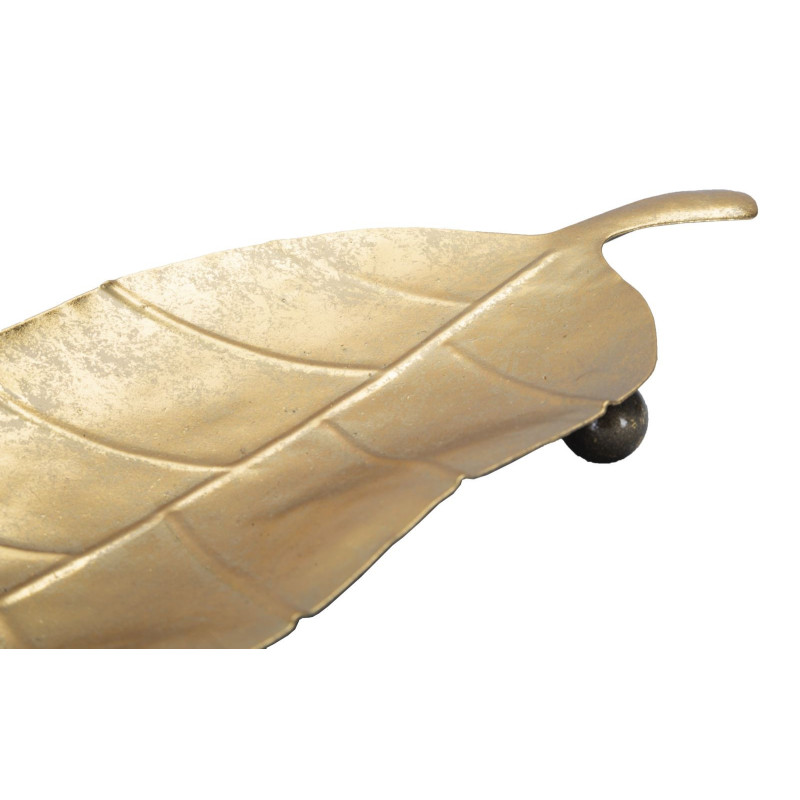 Vide poche moderne sur pied Feuille 38x11 en Métal Doré Loran 
