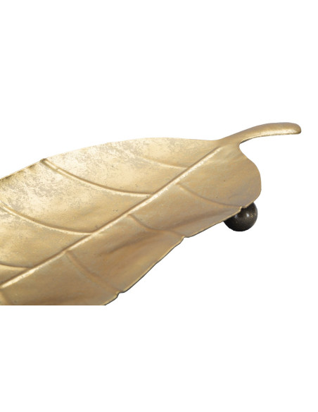 Vide poche moderne sur pied Feuille 38x11 en Métal Doré Loran 