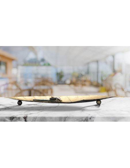 Vide poche moderne sur pied Feuille 38x11 en Métal Doré Loran 