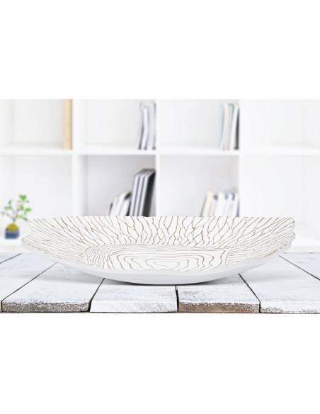 Grand Vide poche ethnnique organique 37x34 en Résine Blanc Beige Cyrin 