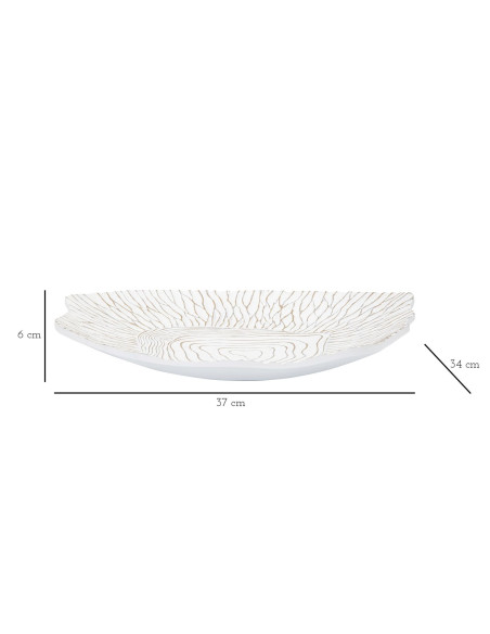 Grand Vide poche ethnnique organique 37x34 en Résine Blanc Beige Cyrin 