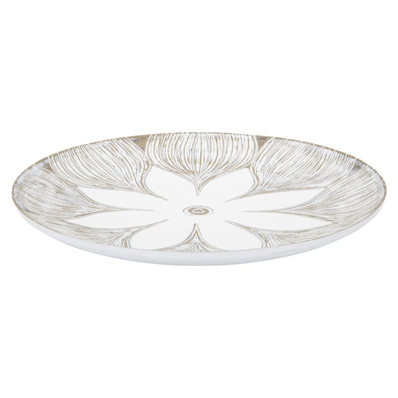 Grand Vide poche Bohème Fleur Diamètre 35 cm en Résine Blanc Marron Kelry 