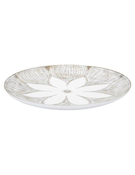 Grand Vide poche Bohème Fleur Diamètre 35 cm en Résine Blanc Marron Kelry 